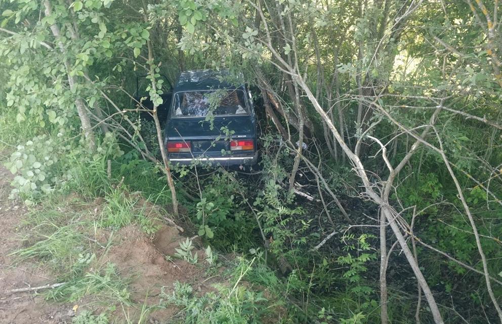 В Торжке автомобиль ВАЗ скатился в кювет и оказался в кустах