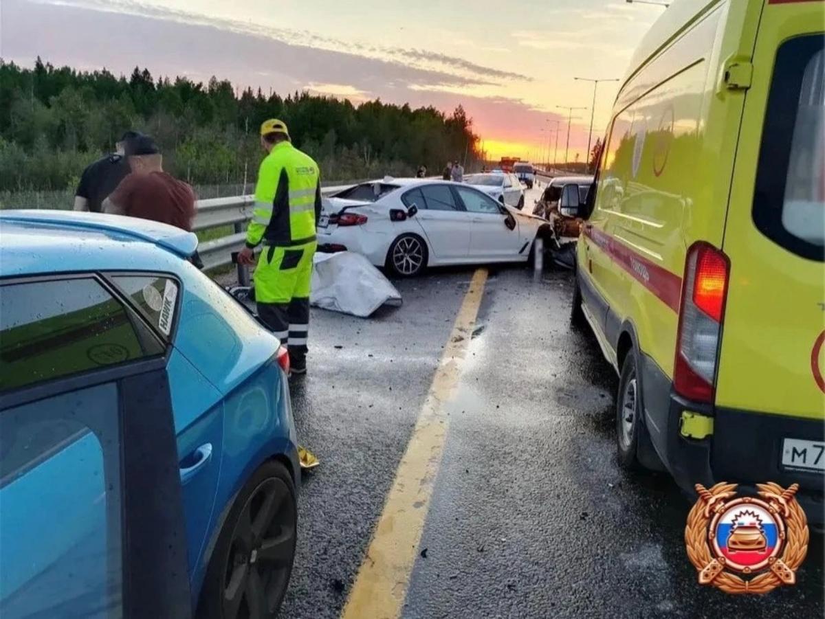 Появились подробности ДТП с пятью машинами на М11 в Тверской области Фото: ГАИ, МЧС