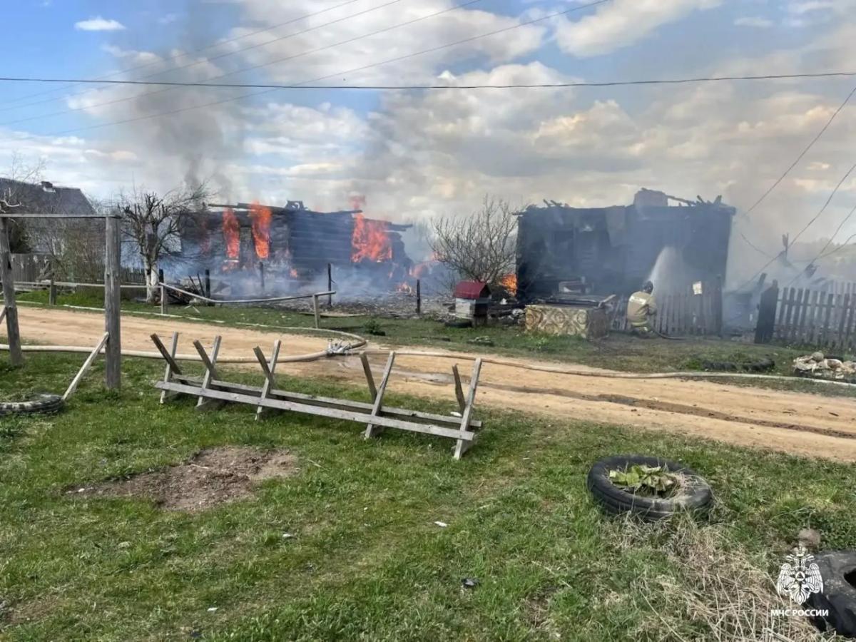 Два дома сгорели под Старицей Фото: МЧС Тверской области