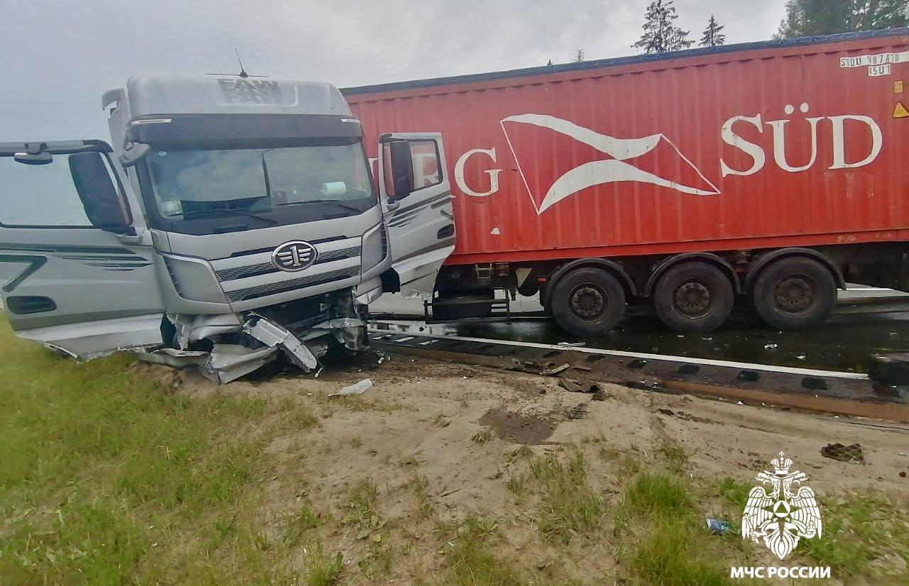 Фура снесла барьерное ограждение на М10 в Тверской области  - новости Афанасий