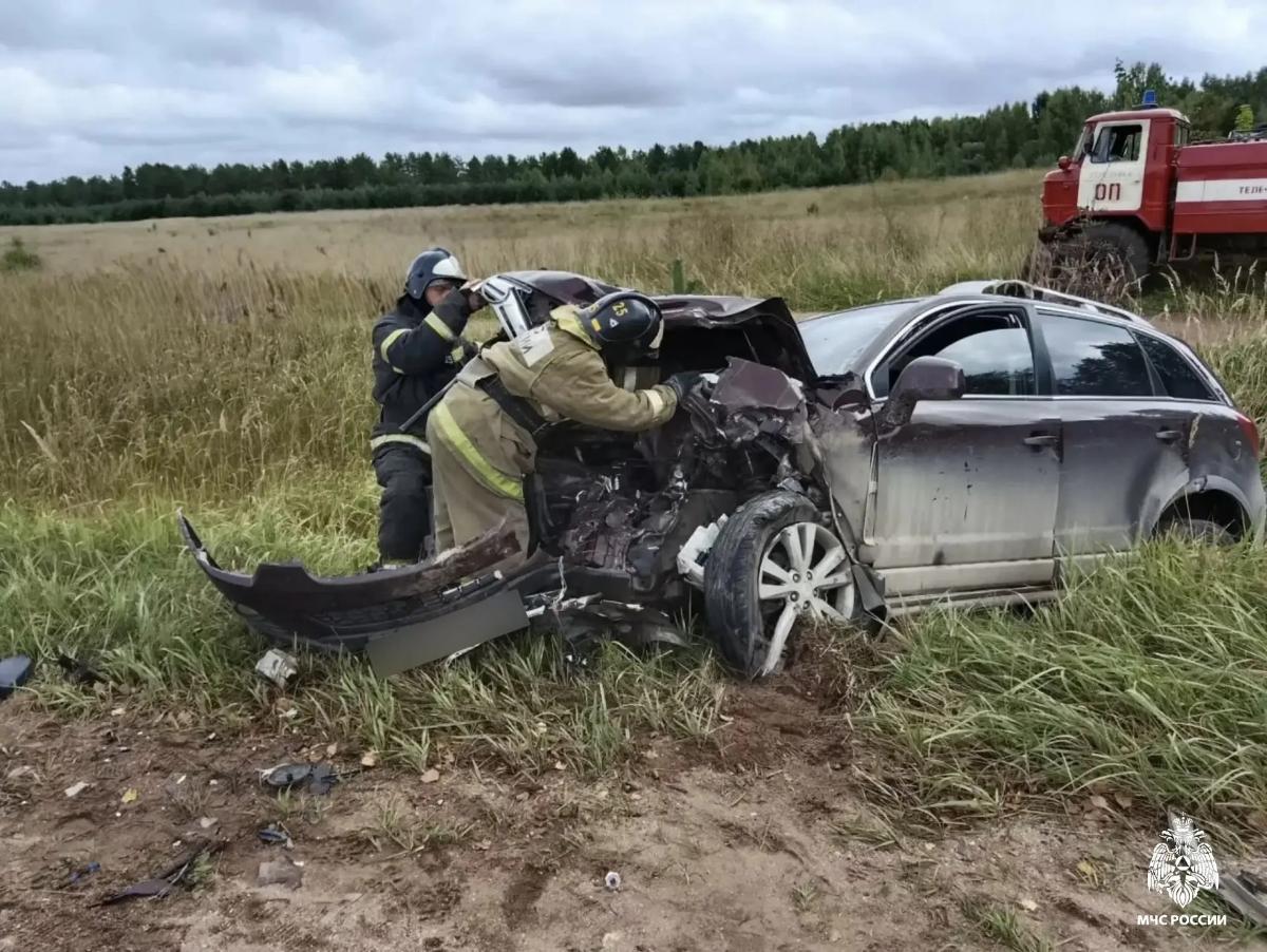 В лобовом столкновении в Тверской области погиб один человек, трое пострадали Фото: МЧС
