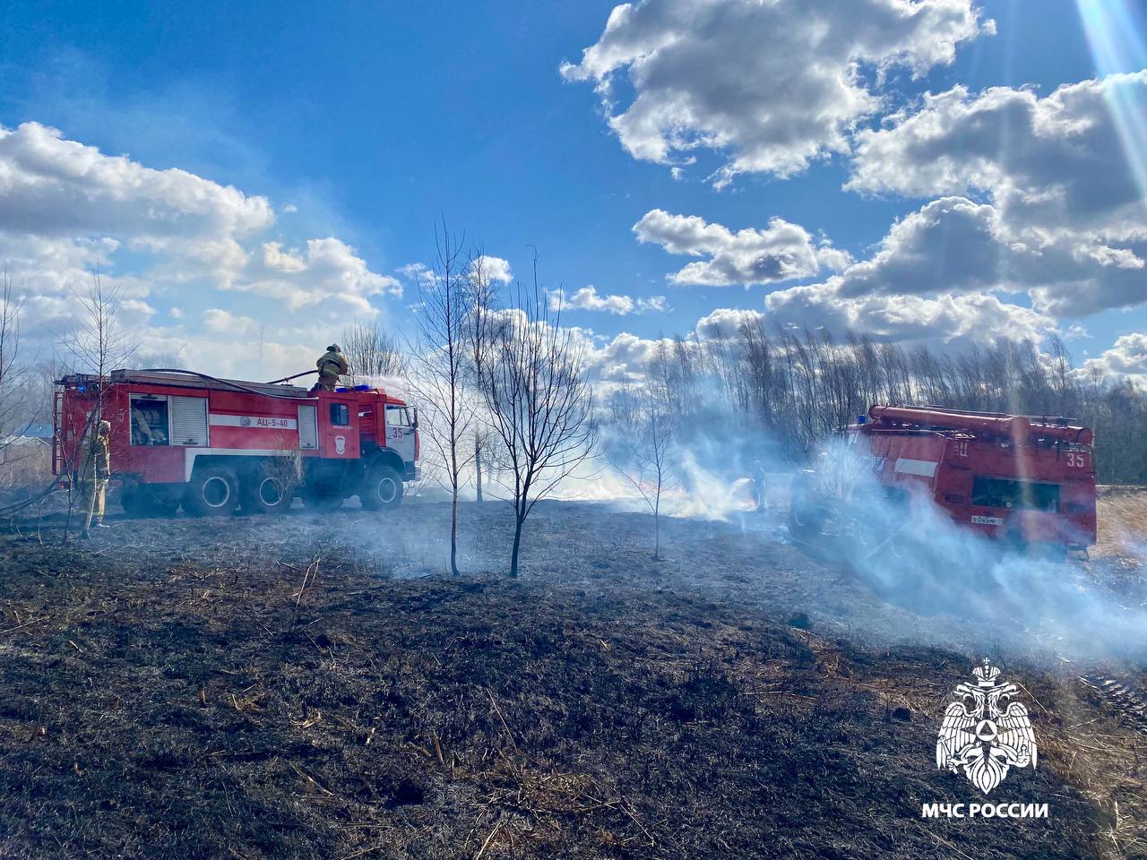 28 га сгорели в Тверской области накануне из-за палов травы Фото: ГУ МЧС России по Тверской области
