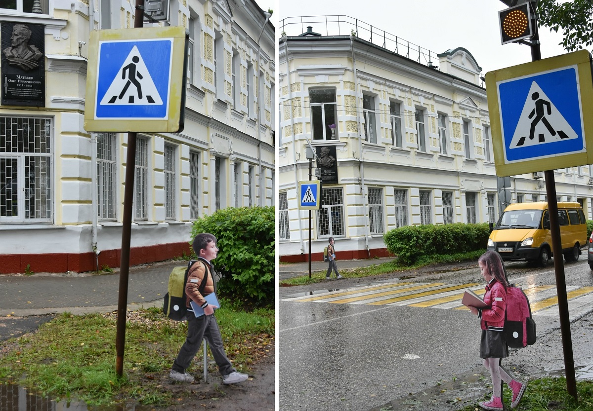 В Вышнем Волочке на дорогах стали устанавливать картонных детей Фото: администрация Вышневолоцкого округа