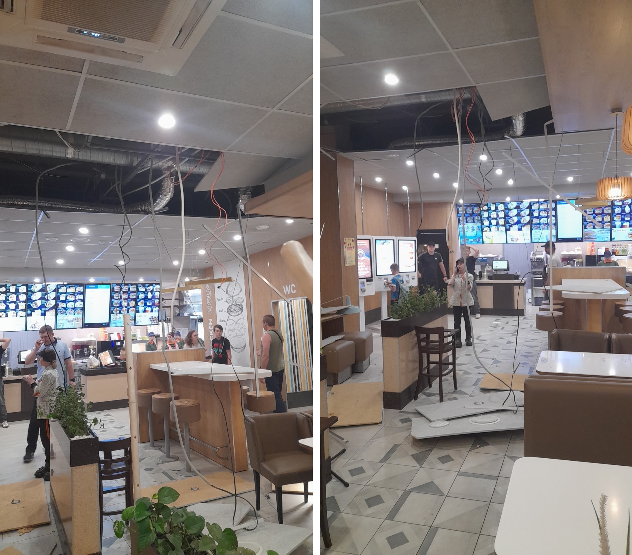 В Твери обрушился потолок в помещении «Чикен Хауза»  Фото: Подслушано в Мамулино