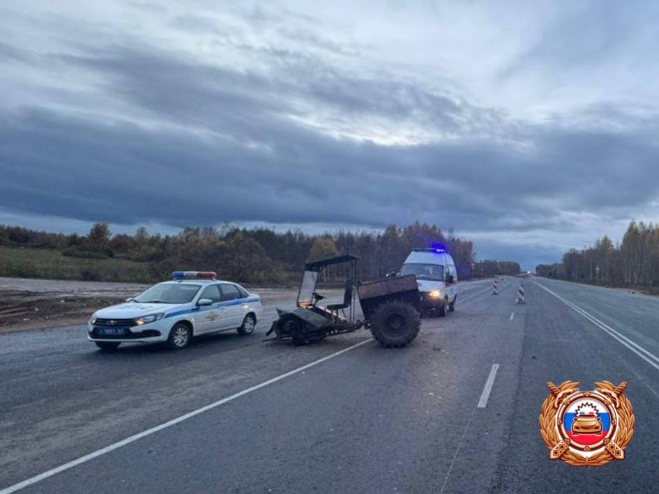 В Тверской области водитель выехал на болотоходе на федеральную трассу и устроил ДТП Фото: Управление Госавтоинспекции по Тверской области