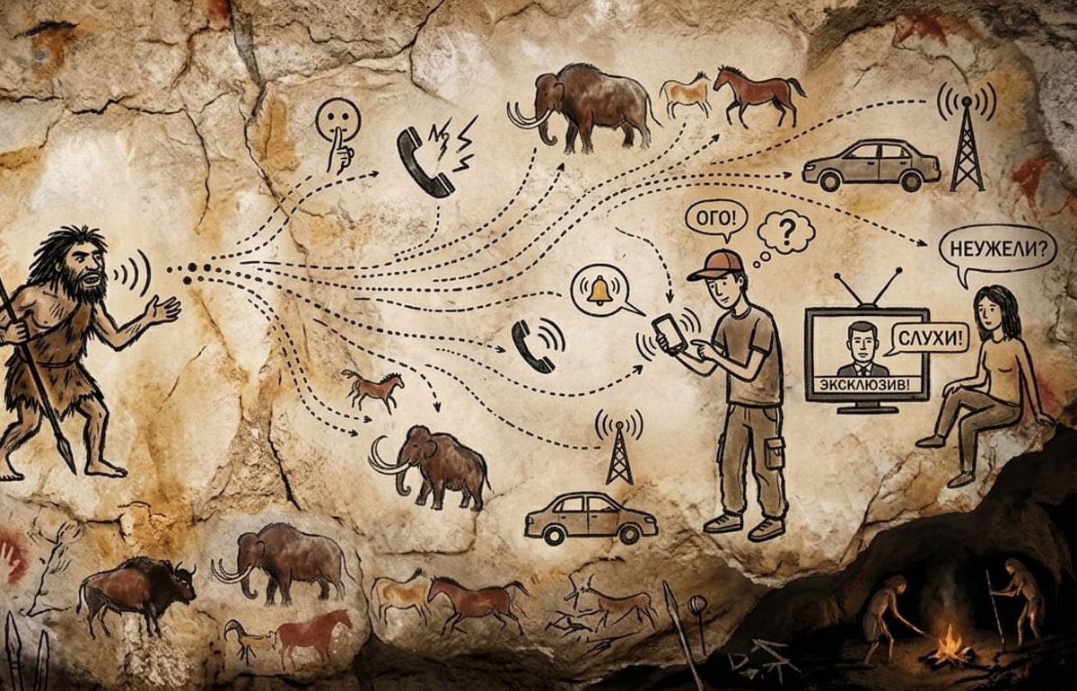 Информация из уст в уста передана, и получателю остается присоединиться к этой цепочке и, собственно говоря, инстинктивно поддержать, сохранить таким образом «общинные» отношения. И в то же время не брать на себя ответственность, не идти против. Понимаете, сейчас нам выживать не нужно, у нас всё есть. И на первый план выходит построение отношений.