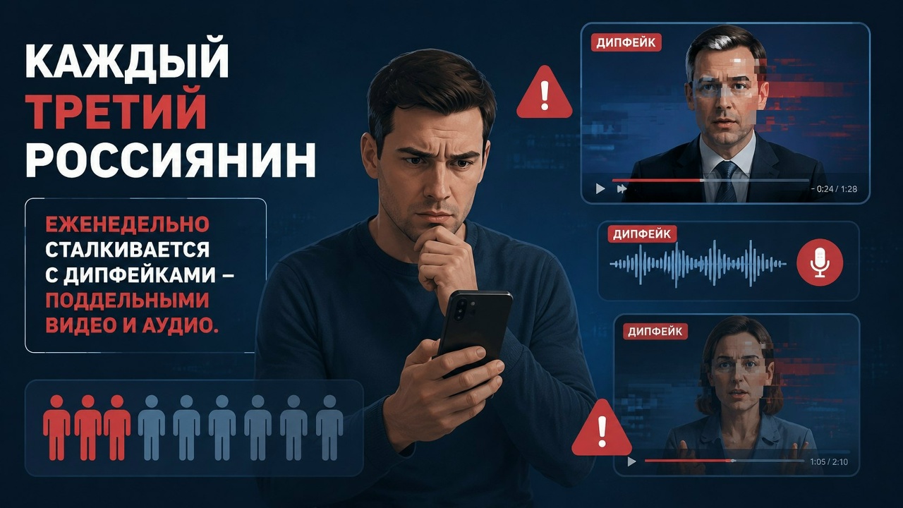 Каждый третий россиянин еженедельно сталкивается с дипфейками – поддельными видео и аудио 