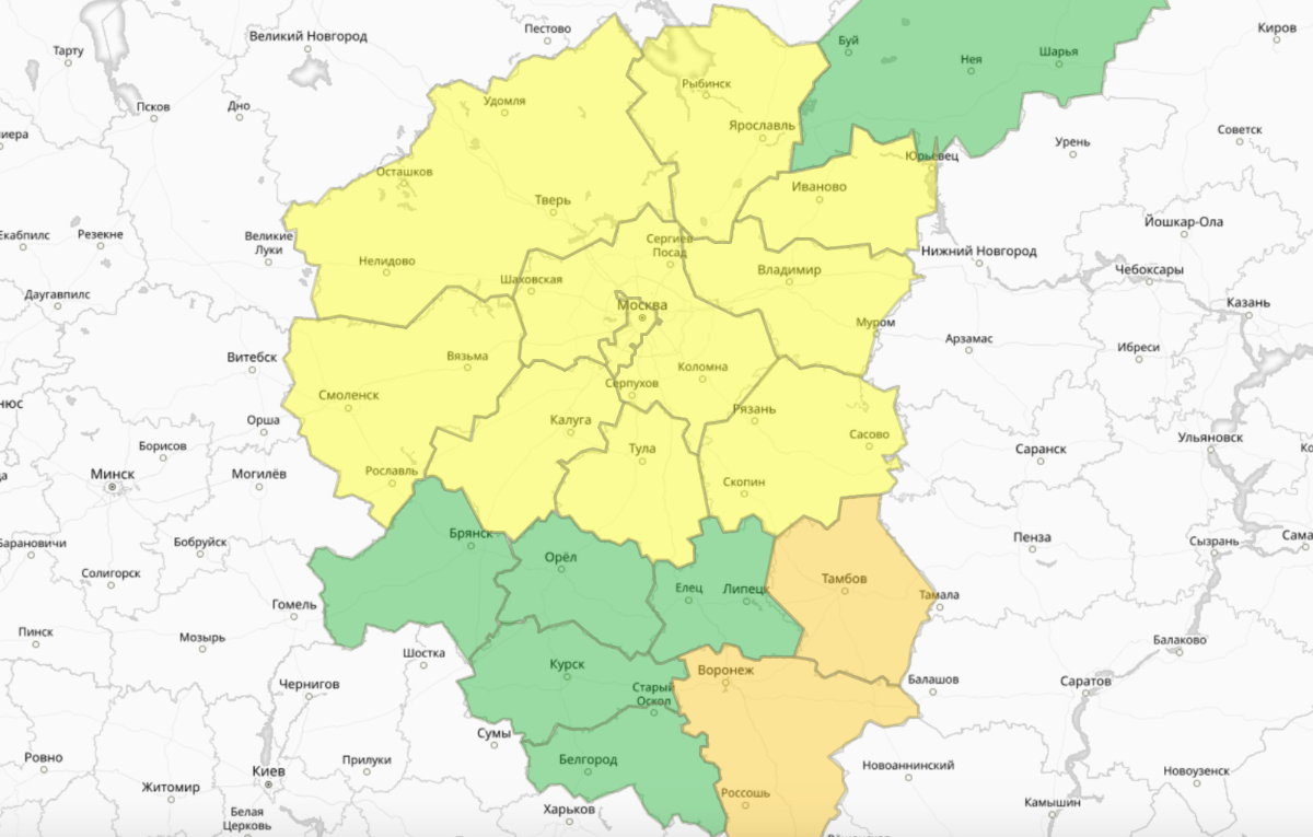 В Тверской области продлен желтый уровень погодной опасности Фото: Гидрометцентр РФ