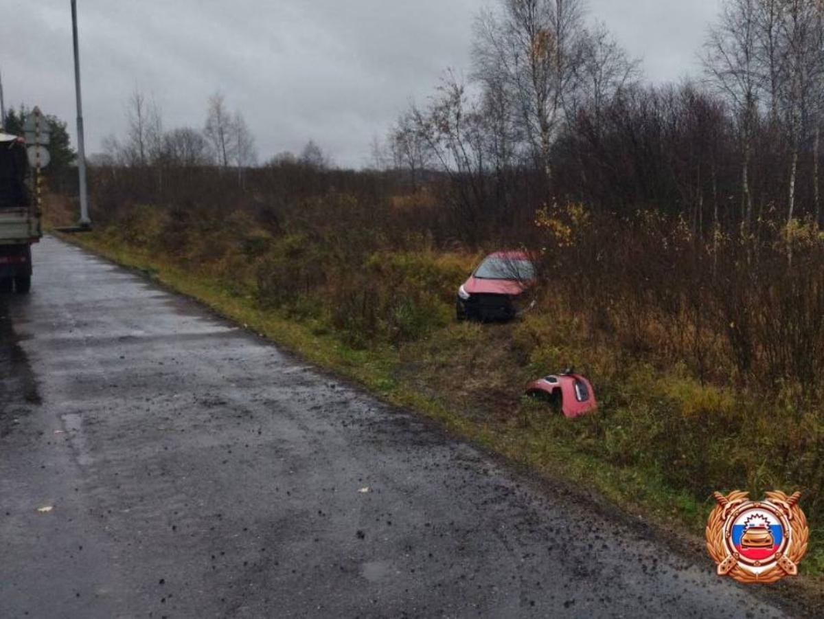 На М9 в Тверской области машина вылетела в кювет Фото: ГАИ