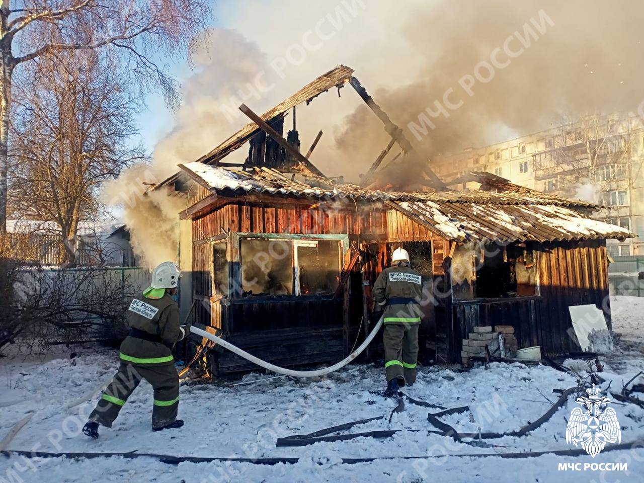 На пожаре под Фирово в Тверской области погиб человек  Фото: ГУ МЧС России по Тверской области
