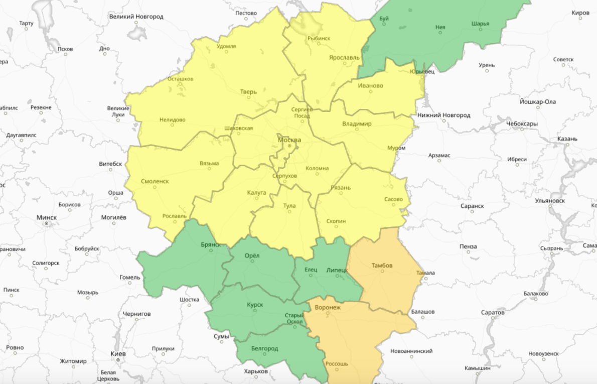 В Тверской области продлен желтый уровень погодной опасности