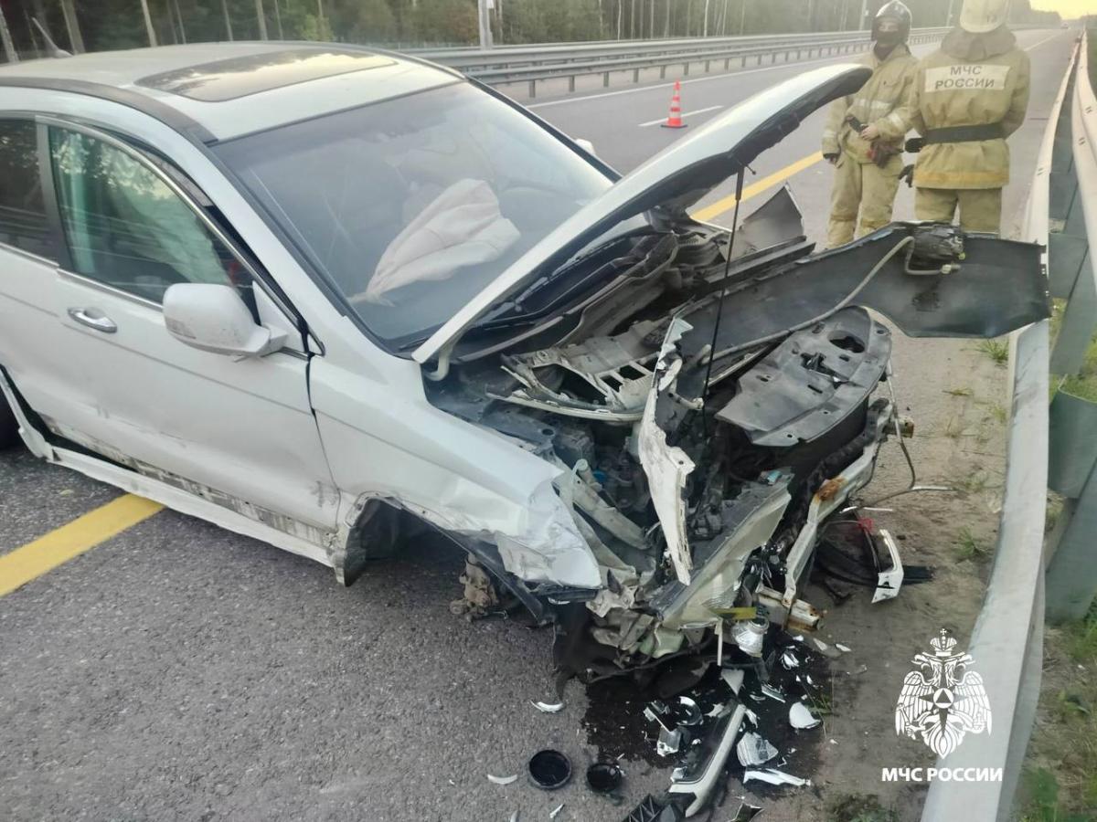 Спасатели ликвидировали ДТП в Тверской области, где машина въехала в ограждение Фото: МЧС Тверской области