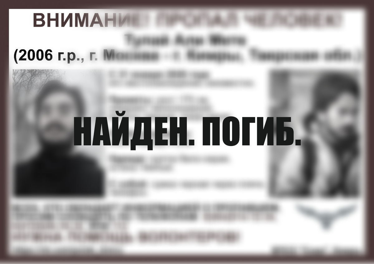 В Кимрах ищут молодого человека с бородой и усами Фото: ВПСО "Сова"