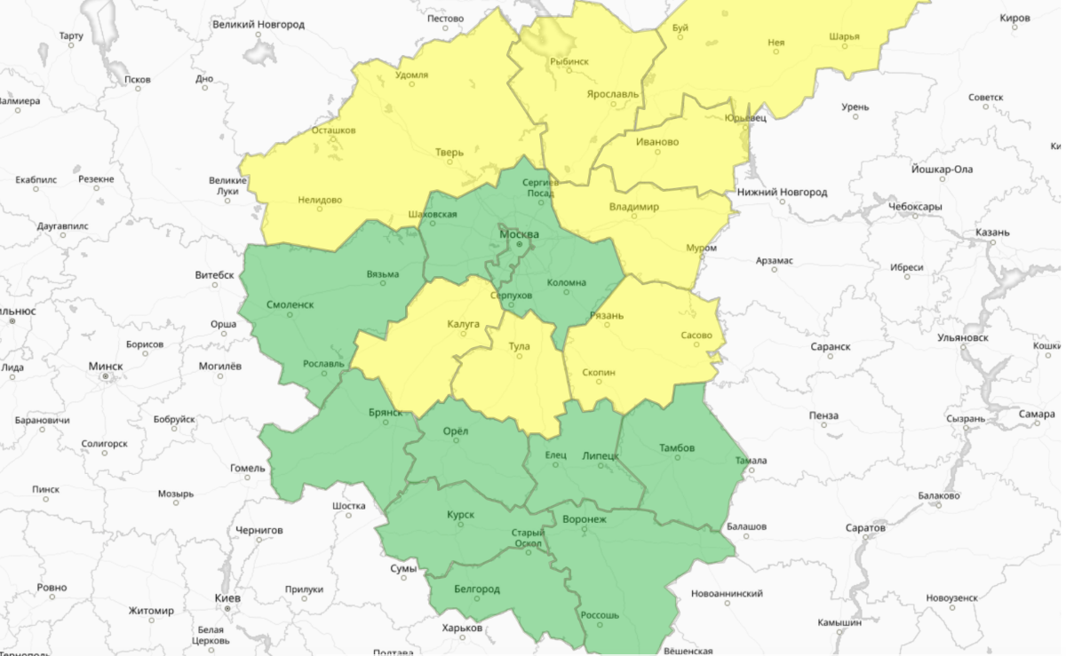 В Тверской области продлили «желтый» уровень погодной опасности Фото: Гидрометцентр РФ