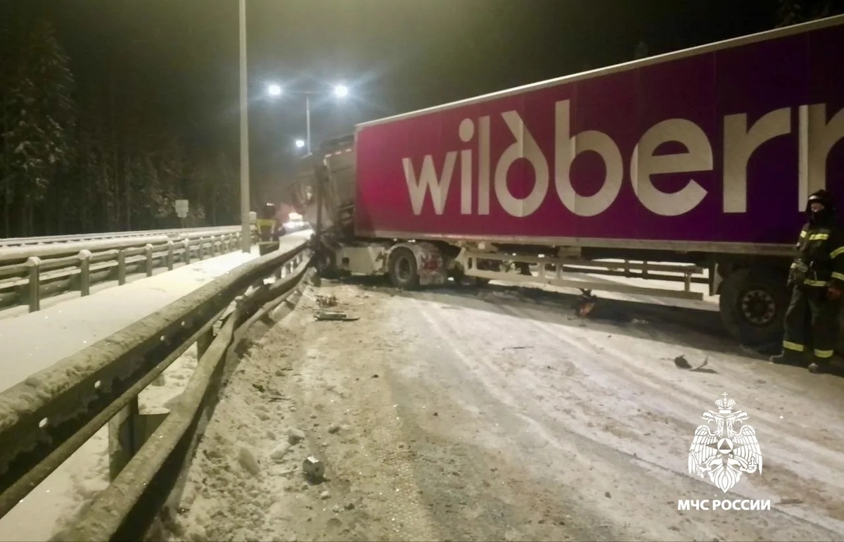 На М11 в Тверской области из-за ДТП с фурой затруднено движение Фото: МЧС
