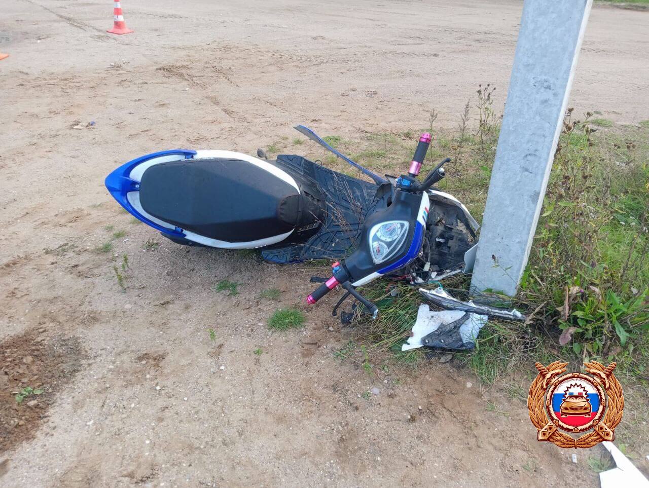 В Фировском районе водитель скутера пострадал после заноса на дороге Фото: Управление Госавтоинспекции по Тверской области