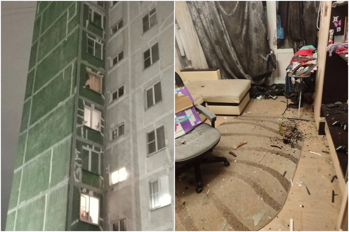 В Удомле Тверской области жители попавшей под обломки БПЛА многоэтажки вернулись домой Фото: соцмедиа