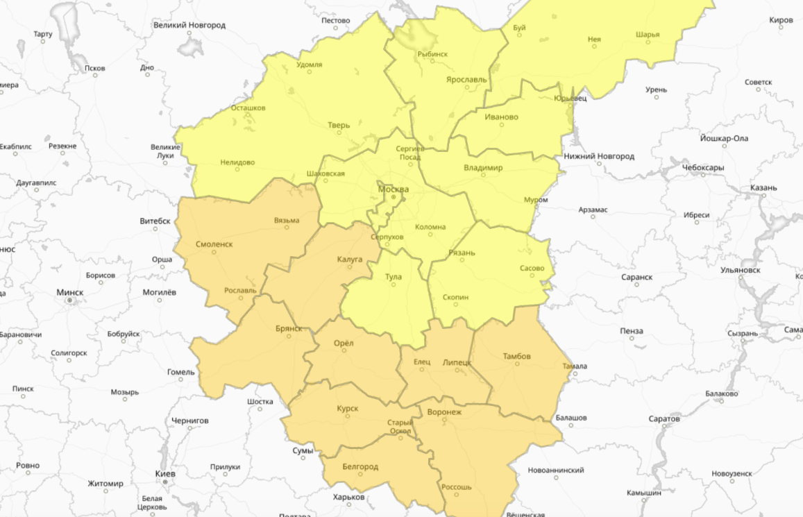 В Тверской области действует желтый уровень погодной опасности