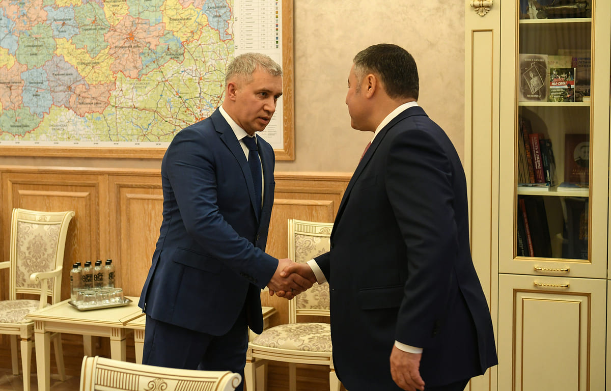 Губернатор Игорь Руденя провел встречу с начальником Управления Министерства внутренних дел РФ по Тверской области Дмитрием Барановым Фото: правительство Тверской области