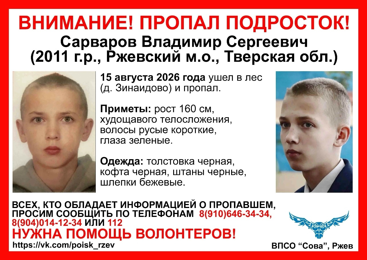 Бастрыкин взял на контроль поиски мальчика в Тверской области На главной: ориентировка на поиск несоврешеннолетнего