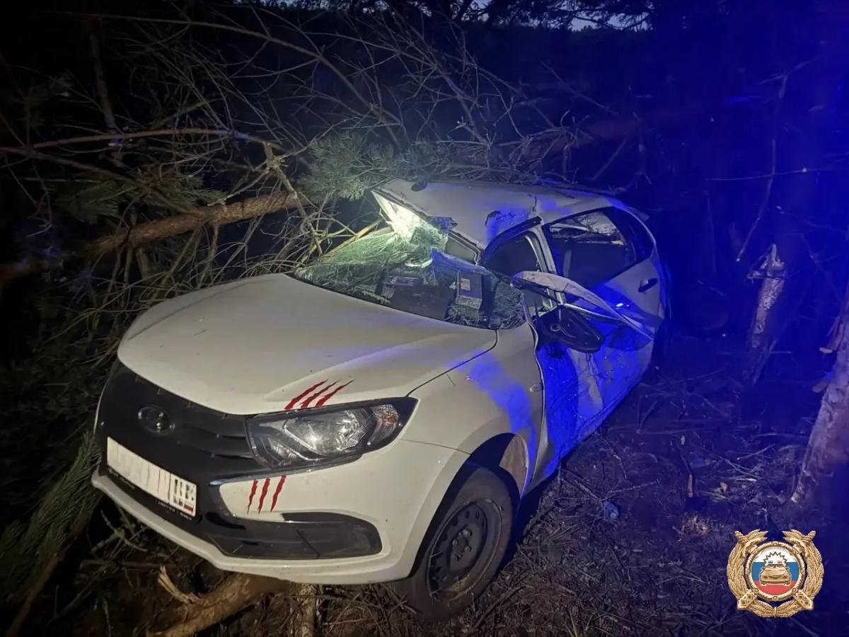 Автомобиль вылетел в кювет на трассе в Осташковском округе Фото: ГАИ