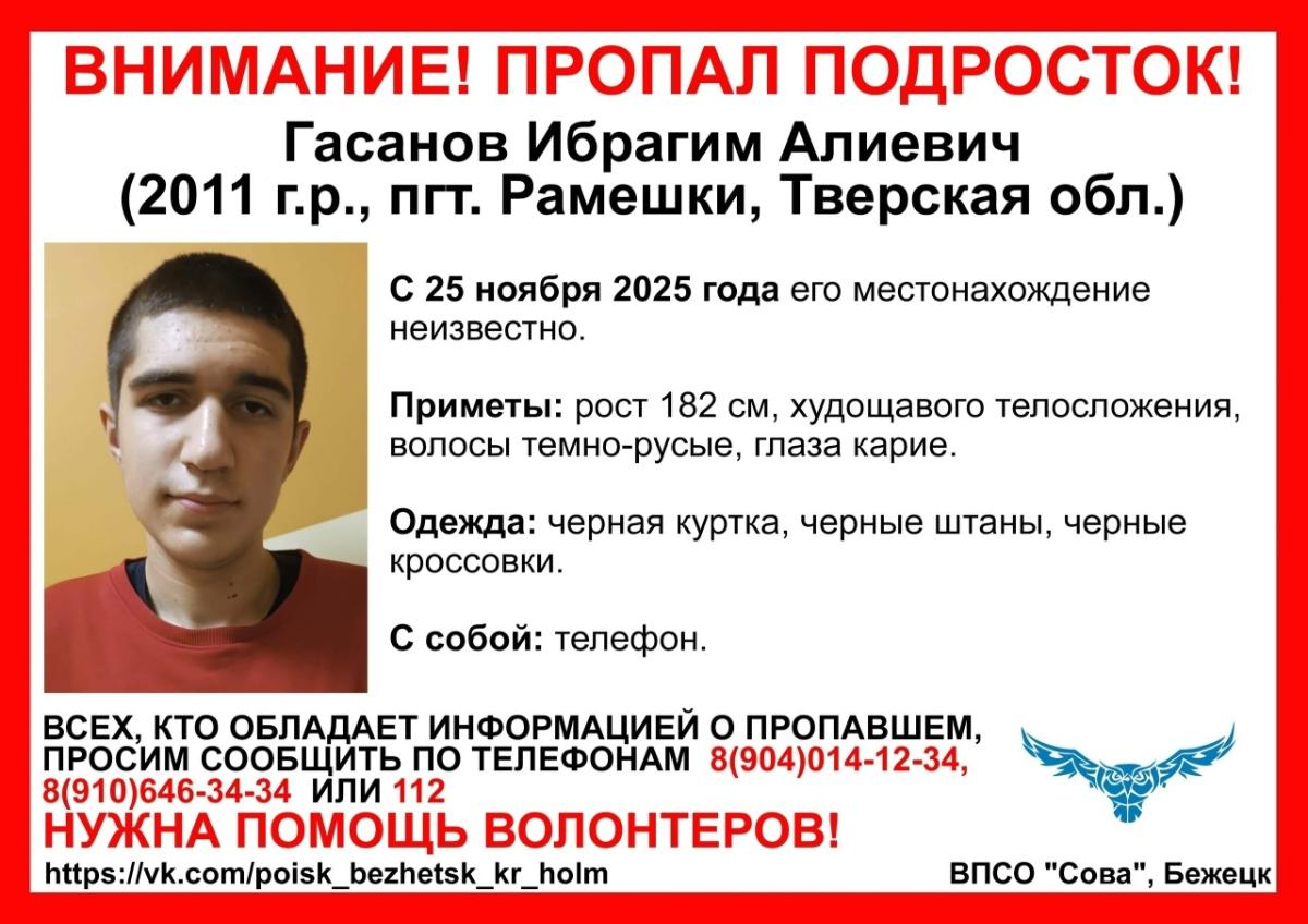 В Рамешках Тверской области пропали двое подростков Фото: ВПСО "Сова"