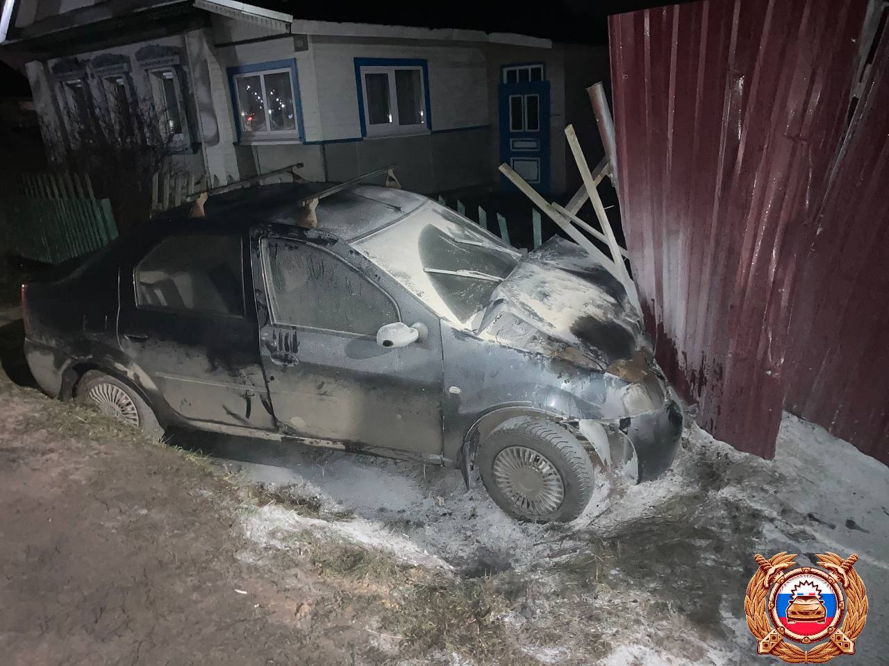 В Твери автомобиль вылетел в кювет и загорелся Фото: Госавтоинспекция Тверской области