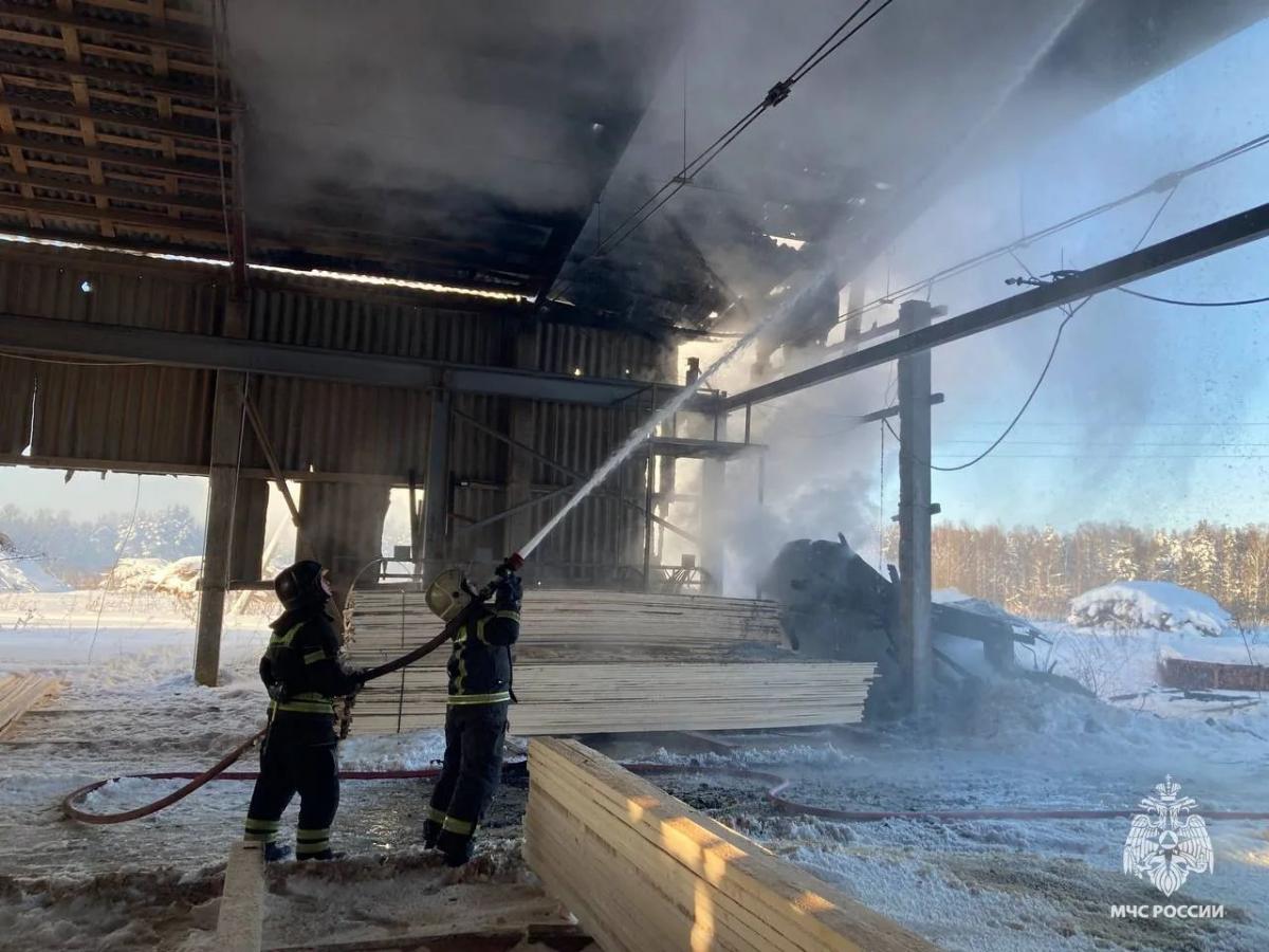 На пилораме под Тверью случился пожар Фото: МЧС Тверской области
