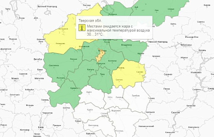 В Тверской области объявлен «желтый уровень» опасности из-за жары