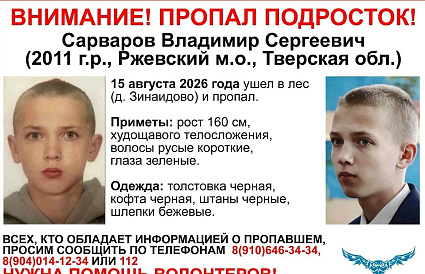 Бастрыкин взял на контроль поиски мальчика в Тверской области - новости Афанасий